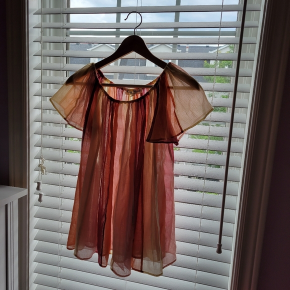 Multi-coloured Chiffon Ruffle Sleeve Top - Luis Mari Tokyo - Picture 8 of 8